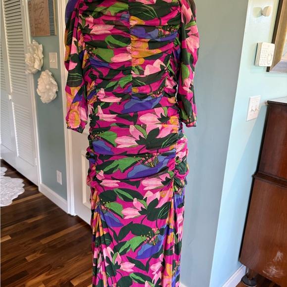 Diane von Furstenberg Dacey Oasis Mesh Ruched Dress with sweetheart neckline - Picture 3 of 7